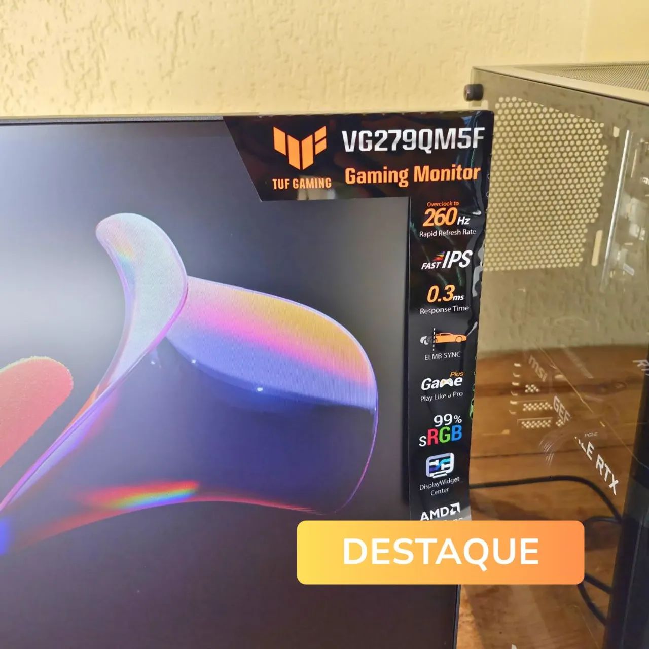 Monitor Gamer ASUS TUF 27 Polegadas 260Hz Fast IPS 0.3ms com Nota Fiscal e Garantia - Foto 3