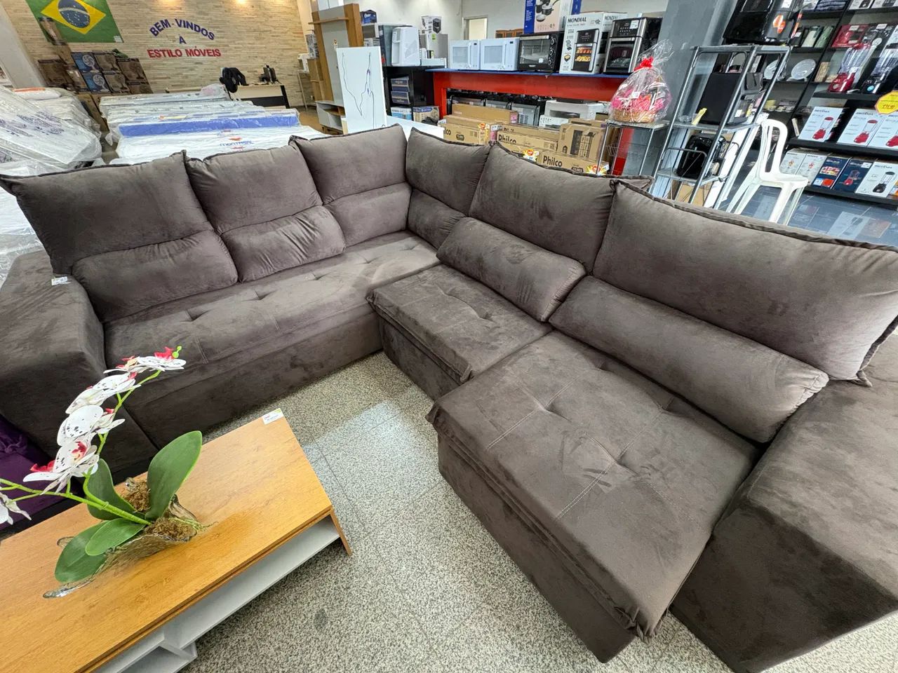 Sofá Novo Retrátil Reclinável 5 Lugares - Foto 4