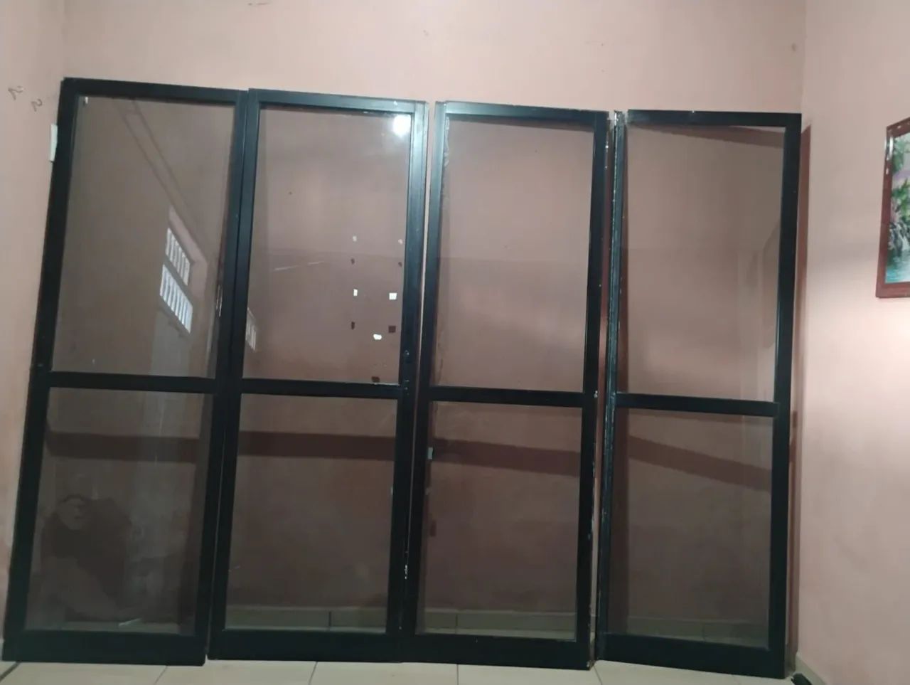 Portas de vidro com moldura de correr 