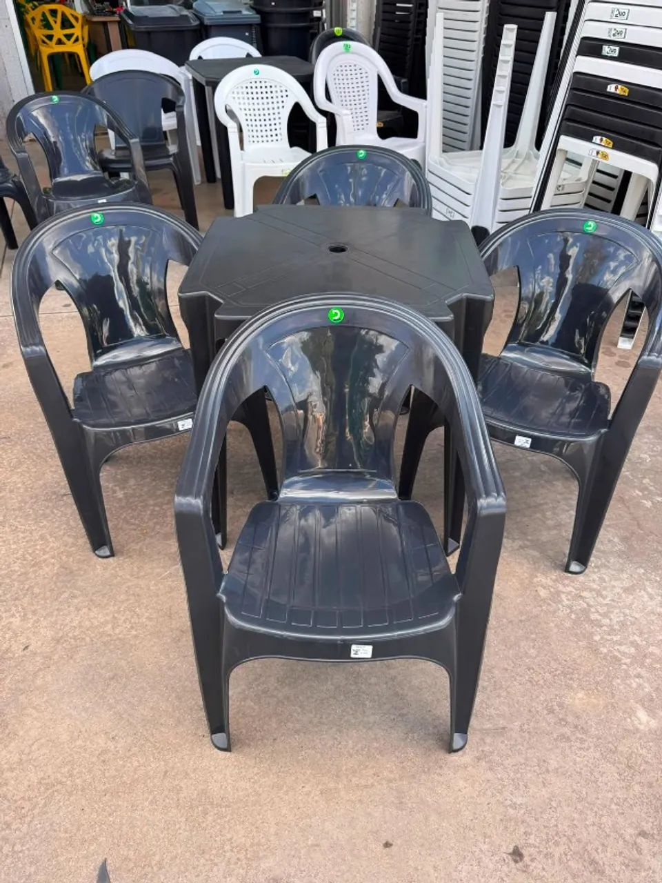 Jogo de mesa de plástico resistente com braço 182kg