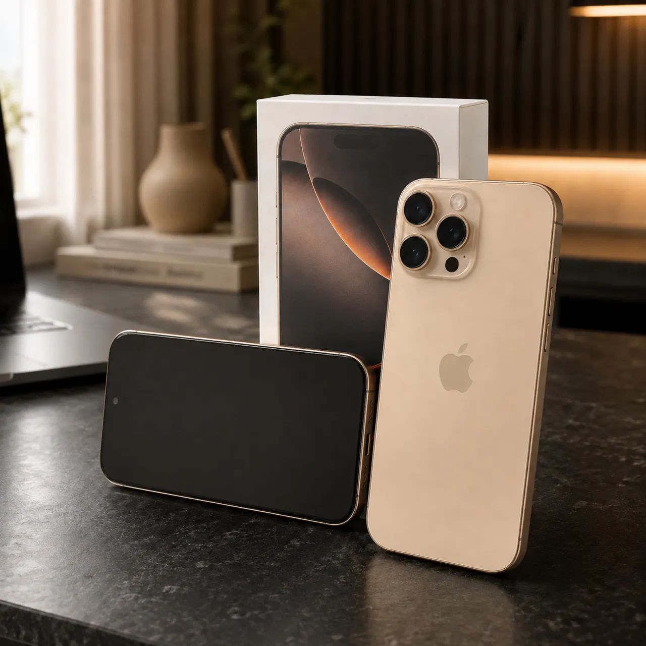 iPhone 16 Pro Titânio Deserto 94% Bateria + Caixa - 256g