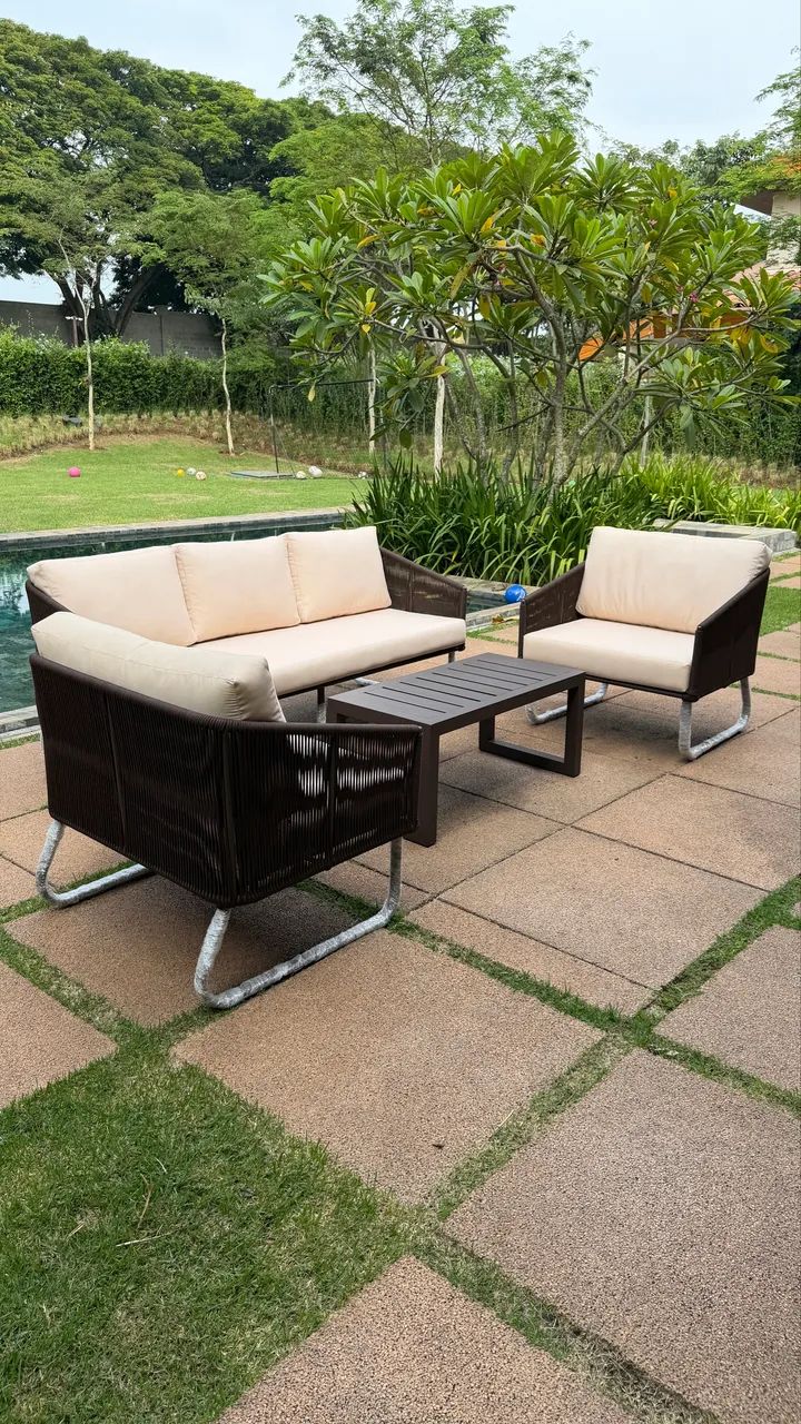 Moveis área externa sofá alumínio corda nautica área gourmet  - Foto 2