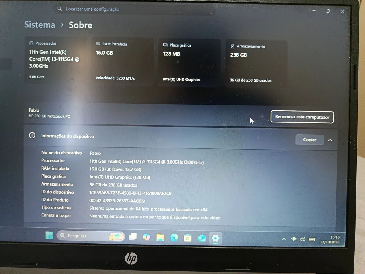 Notebook HP 256 G8 - Foto 3