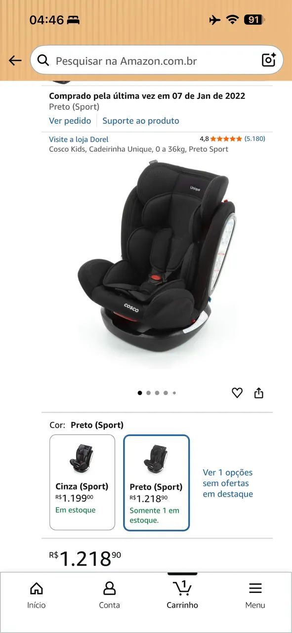 Cadeirinha Cosco Unique 0 a 36kg Preto Sport ? Todas as Fases - Foto 3