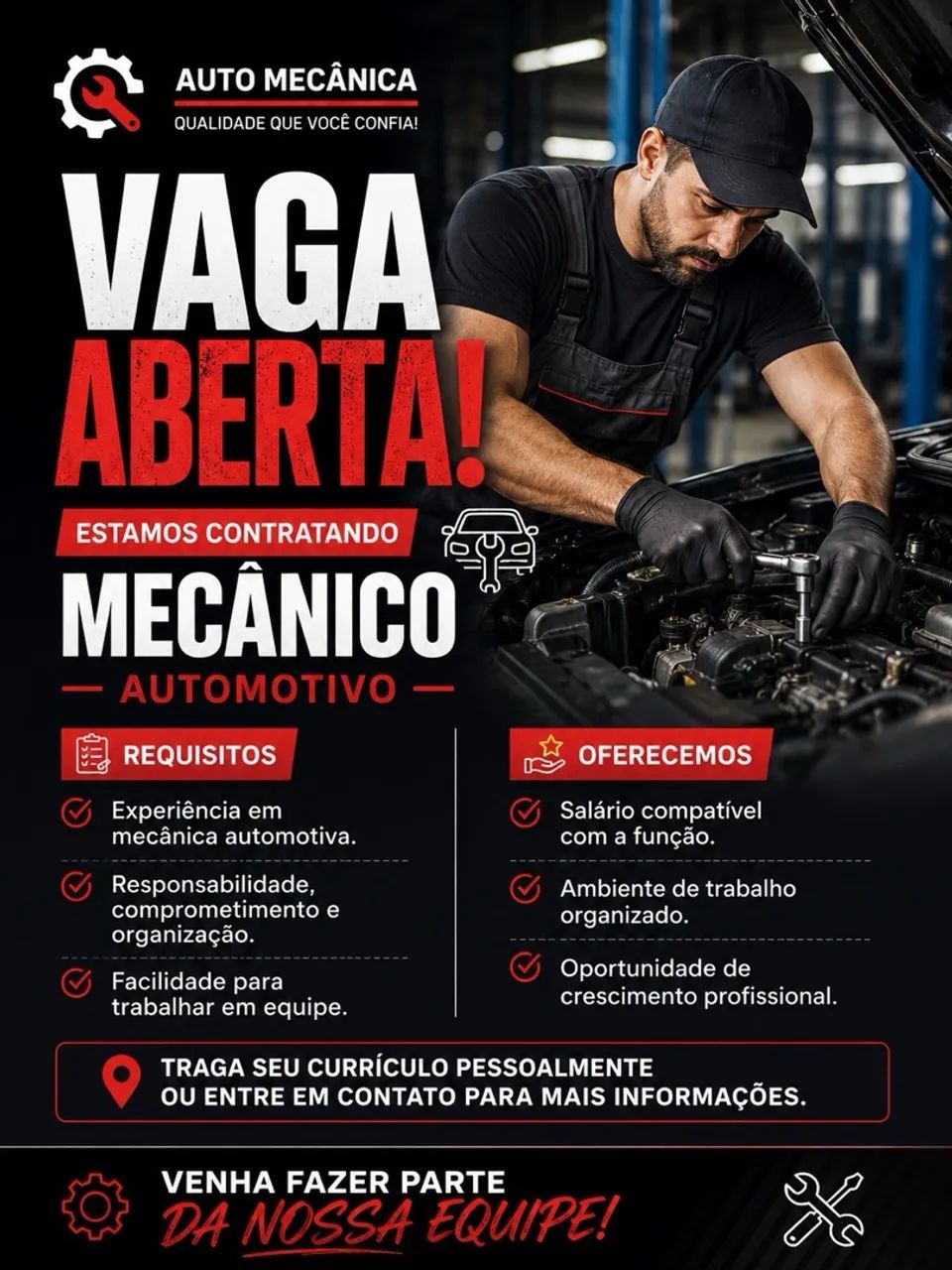 Contrata-se MECÂNICO. Início imediato 