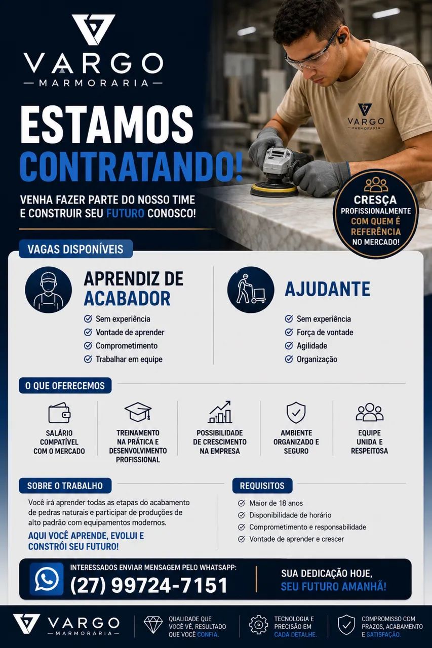 Contrata-se Aprendiz de Marmoraria
