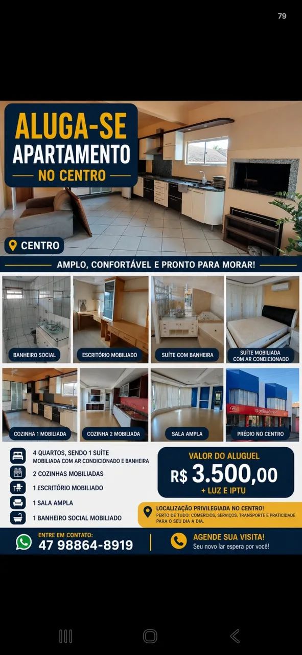 Alugo apartamento no centro