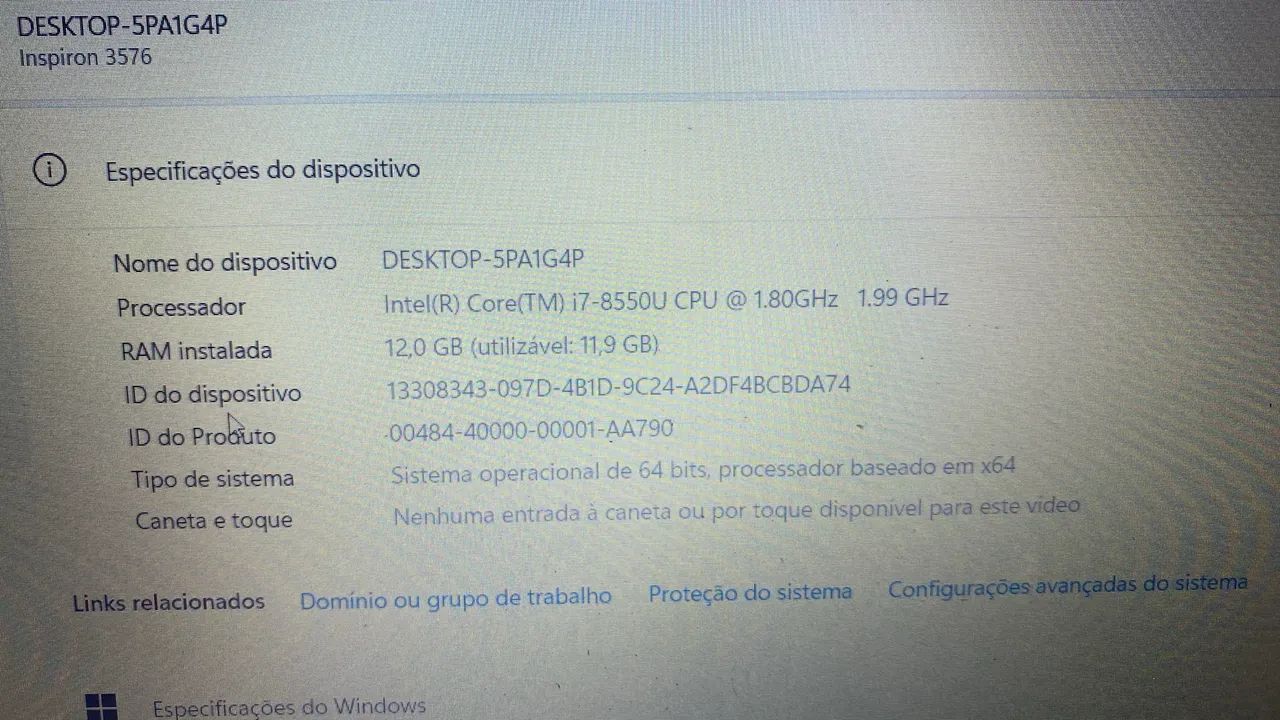 Notebook Dell i7 8ª Gen c/ SSD - Foto 4
