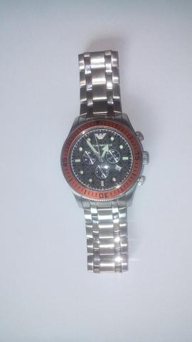 Relógio Emporio Armani Cronógrafo de Aço - Grande - Perfeito Estado