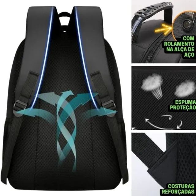 Mochila Bolsa Reforçada Notebook Impermeável Unisex Top - Foto 2