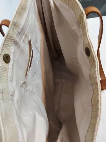 Maxi bolsa em couro off-white - muito nova - Foto 2