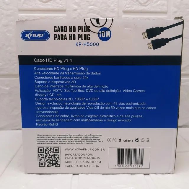 Cabo Hdmi Plug V1.4 10m Hp-h5000 Knup Hdtv Box Dvd Vid Game - Foto 3