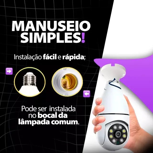 PRONTA ENTREGA | Câmera Segurança Lâmpada Espiã Visão Noturna Wifi - Foto 5