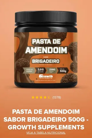 Pasta de Amendoim Sabor Beijinho 500g - Growth Supplements