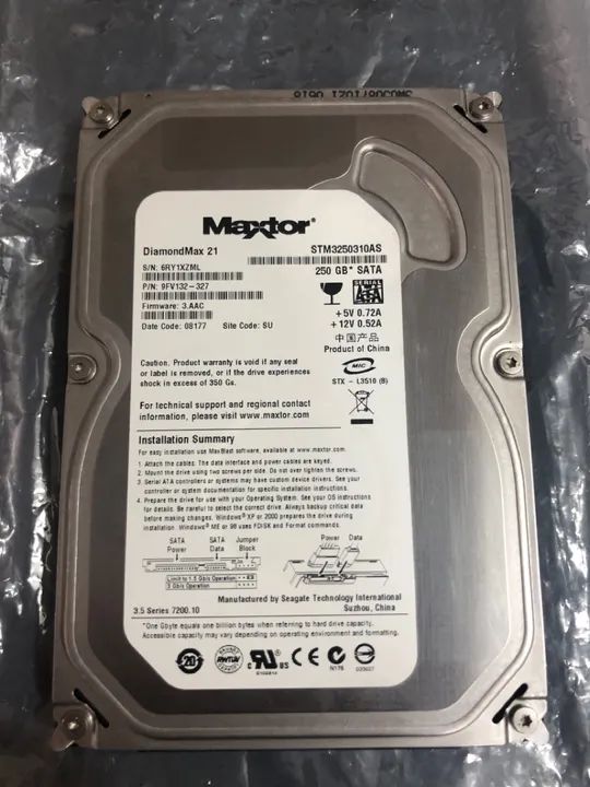 Hd Sata 250gb Testado 100% Funcionando