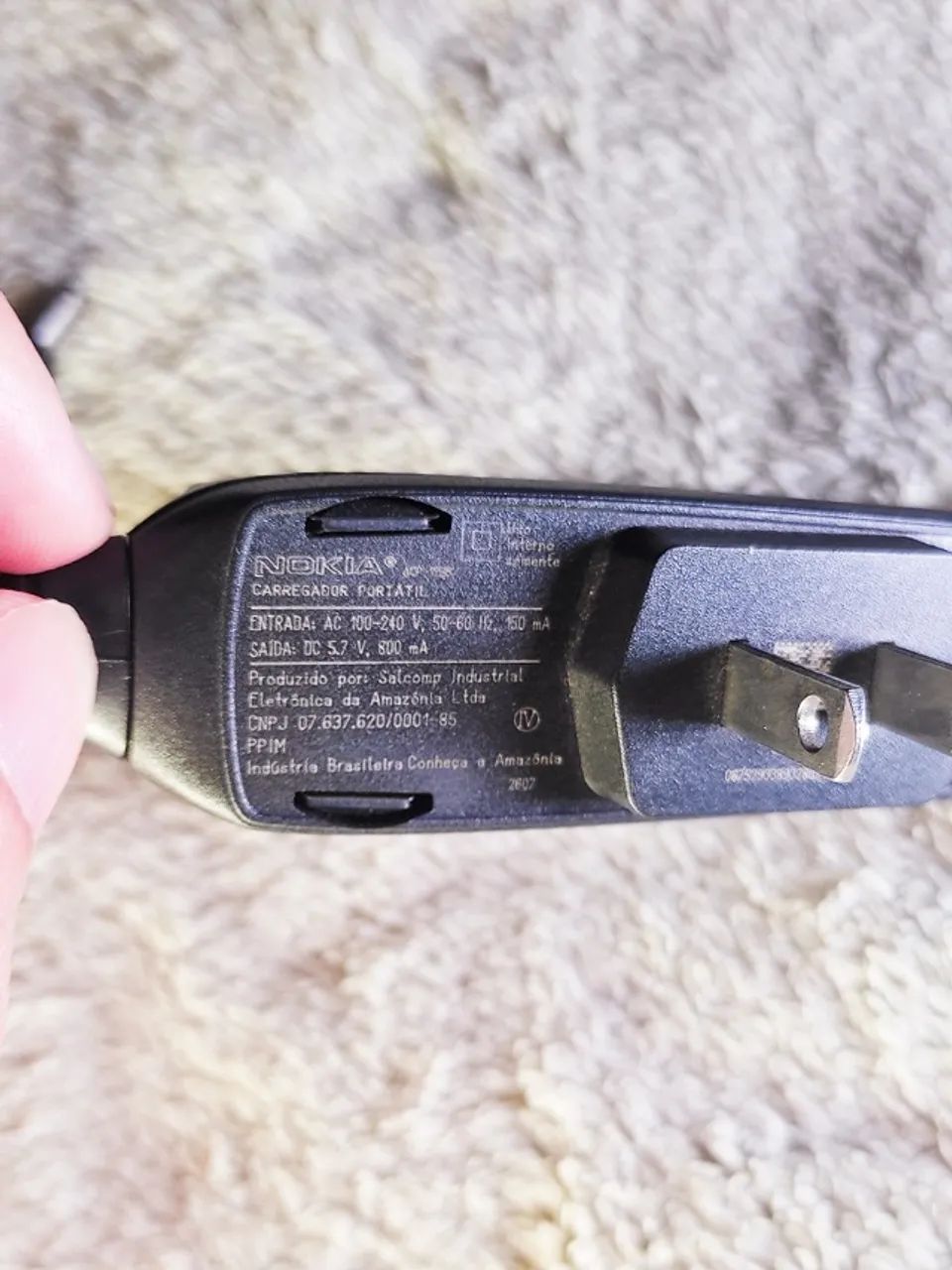 Carregador Original p/ celular Nokia antigo, ACP-12UB, pino médio - Foto 2