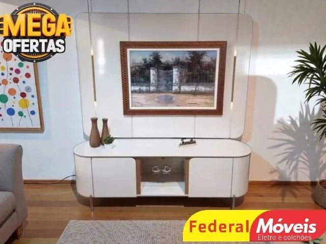 Rack com painel com Led OFF WHITE MAIS VENDIDO 