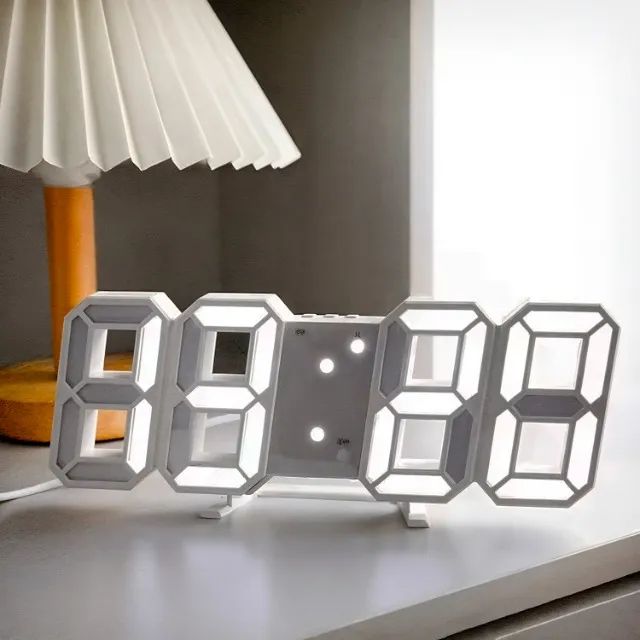 Relógio Digital 3D de Mesa e Parede Desepertador Design Moderno Luminária - Foto 4