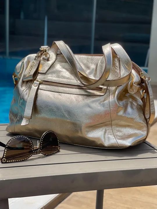 Bolsa de Couro Dourada Crizzapi - Foto 4