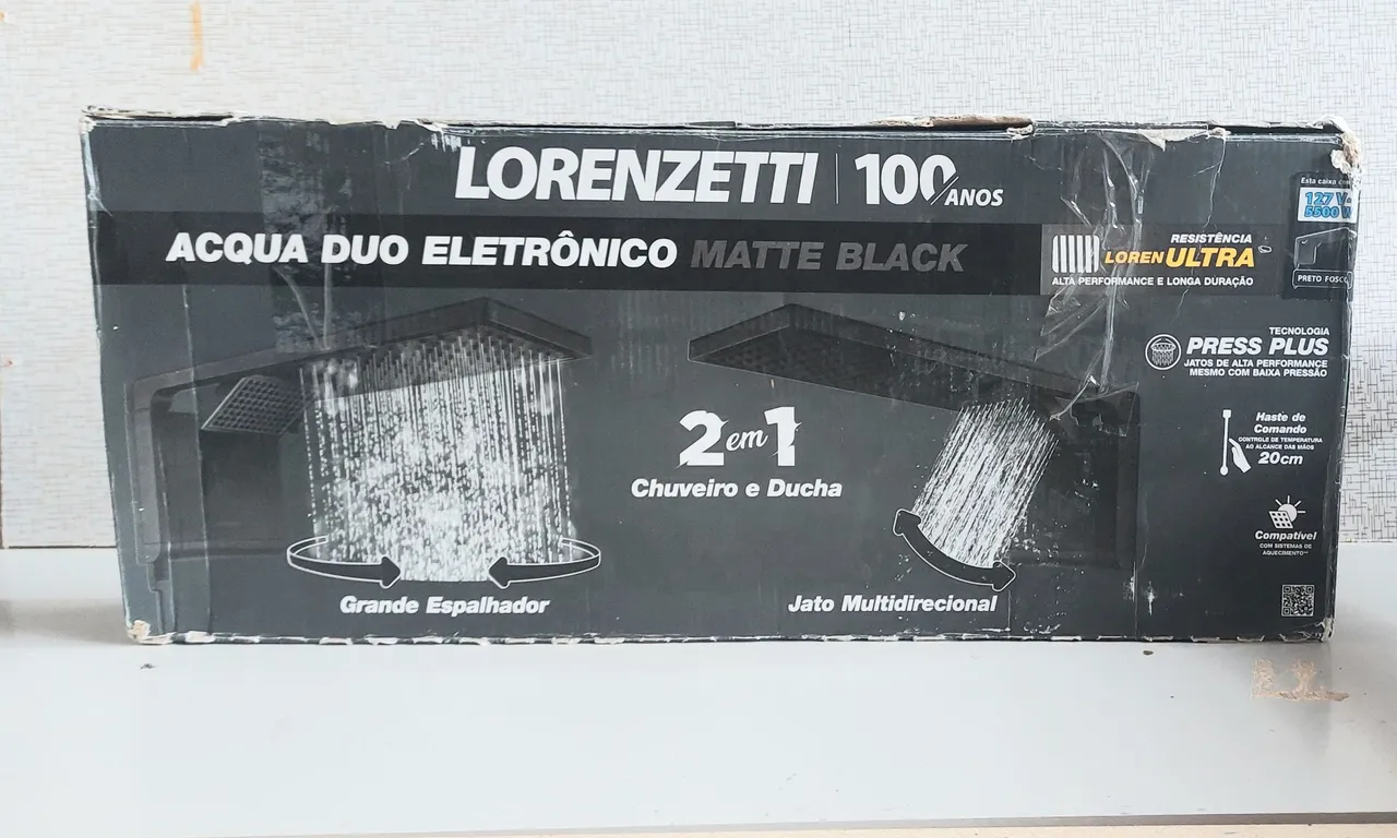Ducha Eletrônica Lorenzetti Acqua Duo Matte Black
