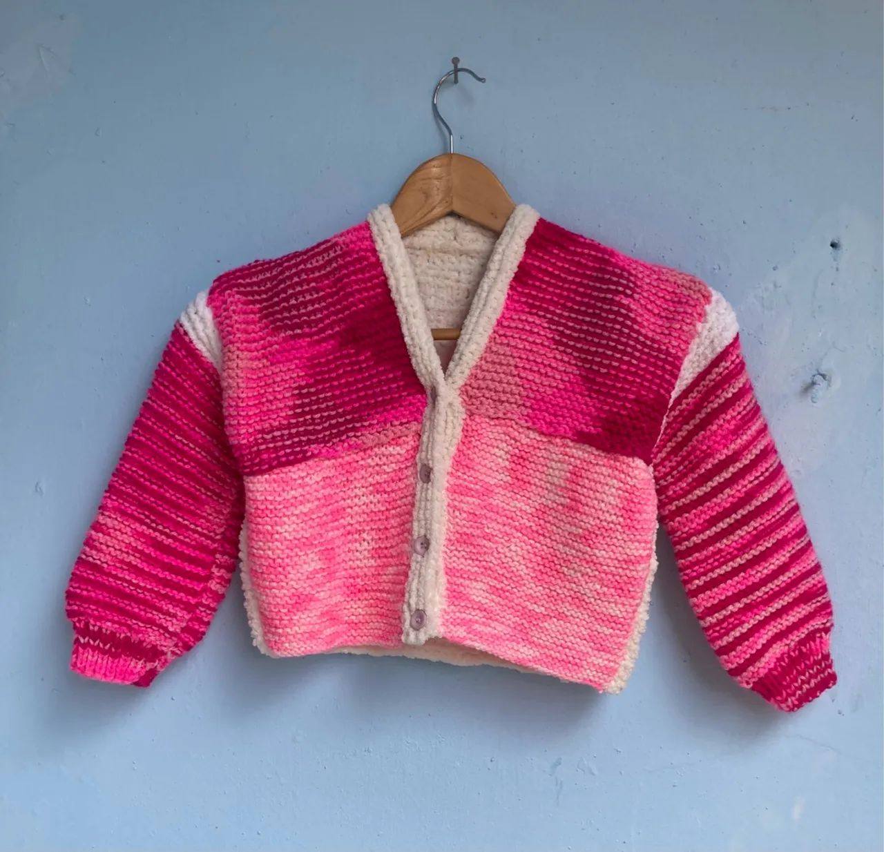 Casaco de Lã Infantil Rosa, Tam 4