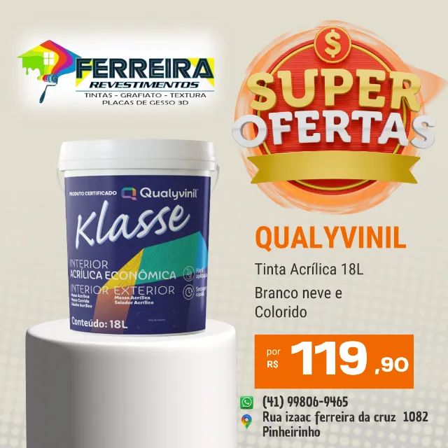 Tinta qualyvinil 18l R$119,90