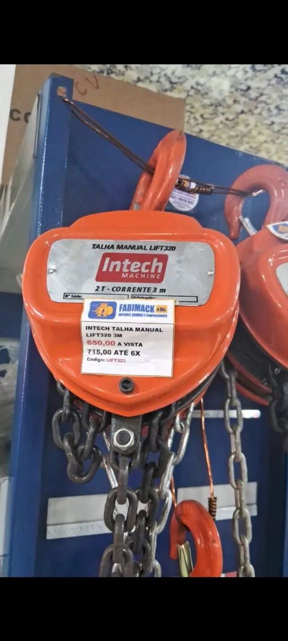 TALHA MANUAL 2TON CORRENTE DE 3M INTECH<br>ALUMINIO PULSADA 250A 220V  LYNUS