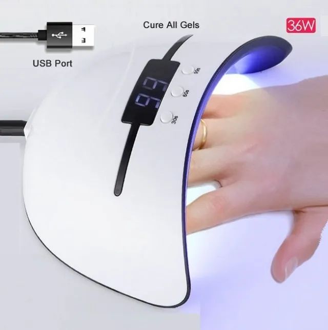 Mini Secador de Unhas UV/LED 36W com Temporizador, Sensor Automático e Entrada USB