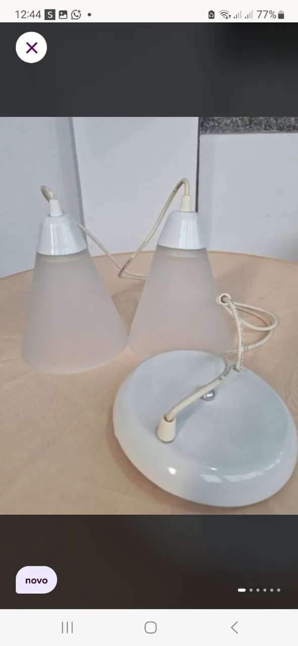 Pendente de vidro escovado com 2 luminarias