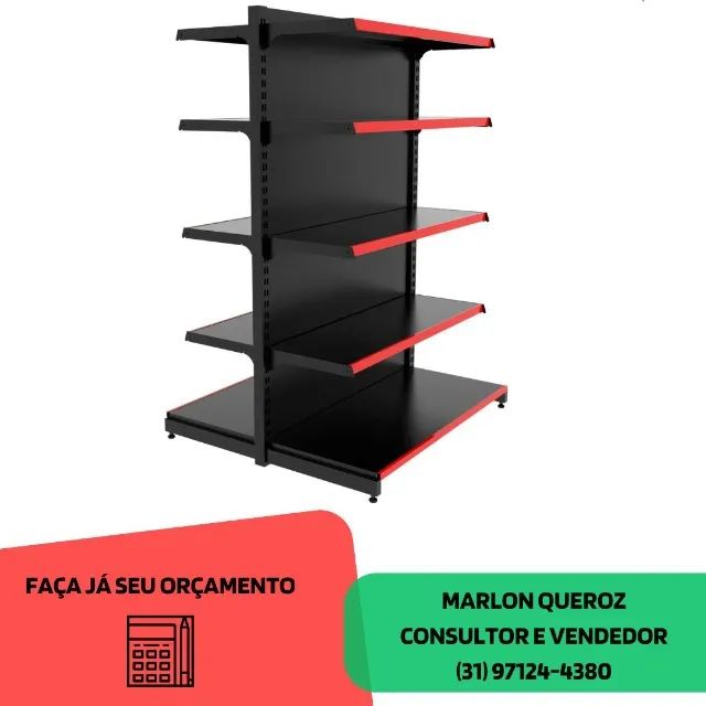 Gondola de Centro Preta 5 Bandejas Polar