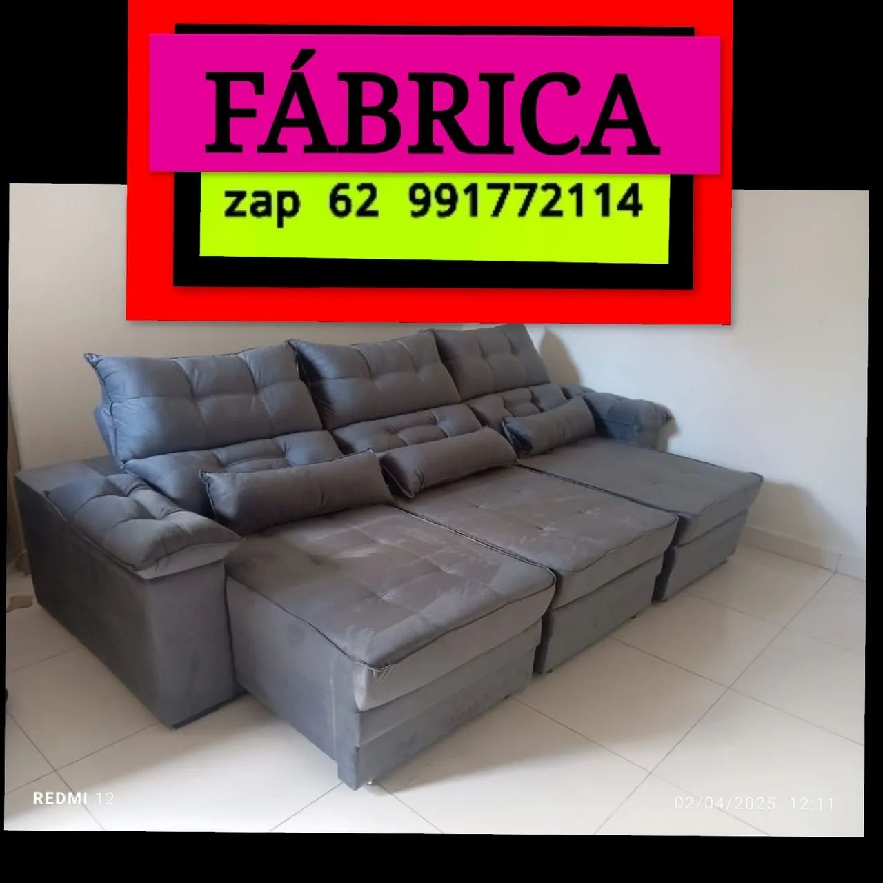 Sofá retrátil e reclinável DIRETO DA FÁBRICA LARGURA 2.90
