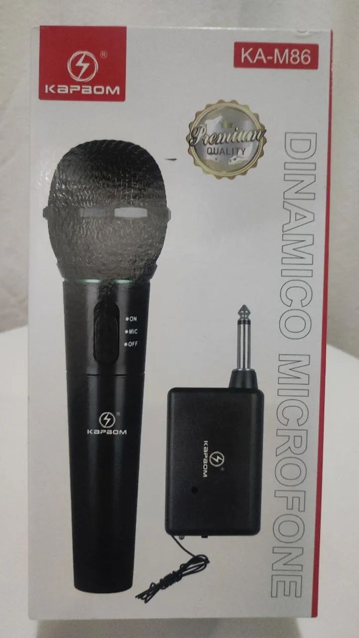 Microfone Dinâmico sem Fio KAPBOM KA-M86