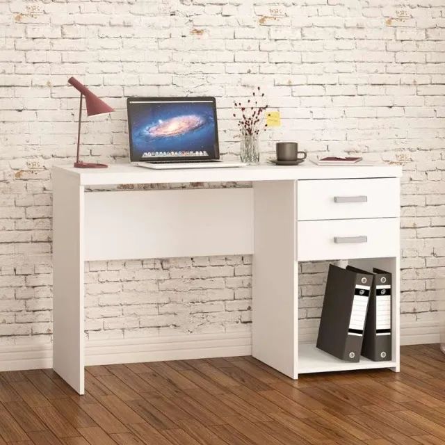 Mesa para escritório com gaveta na cor branco  - Foto 5