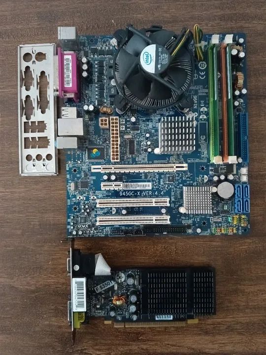 Super kit placa mãe + Intel Pentium + memória 2Gb + placa de vídeo + cooler 