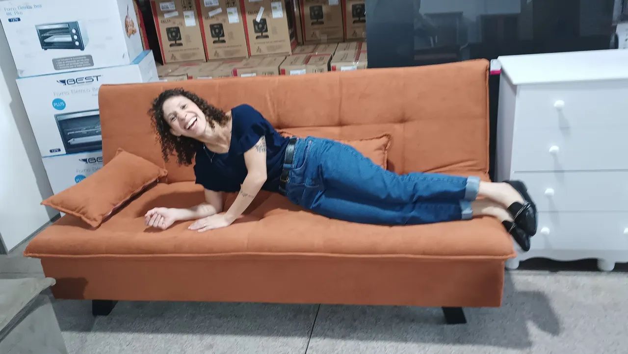 Sofá cama moderno (pronta entrega) opções de cores