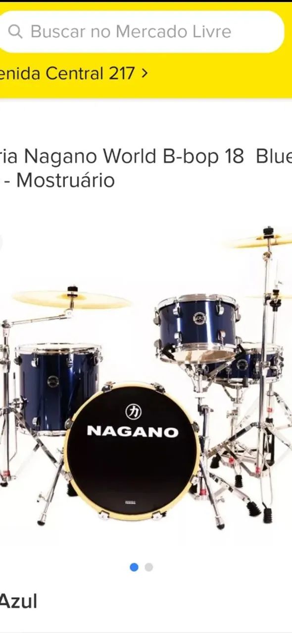 Bateria Nagano World B-bop 18 Azul e bateria eletrônica calsbro 130.