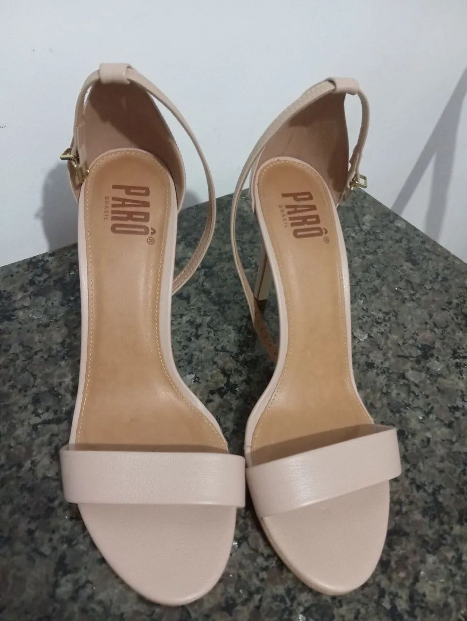 Sandália Salto Alto Bege