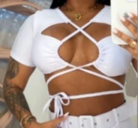 Cropped azul com amarração - Foto 3