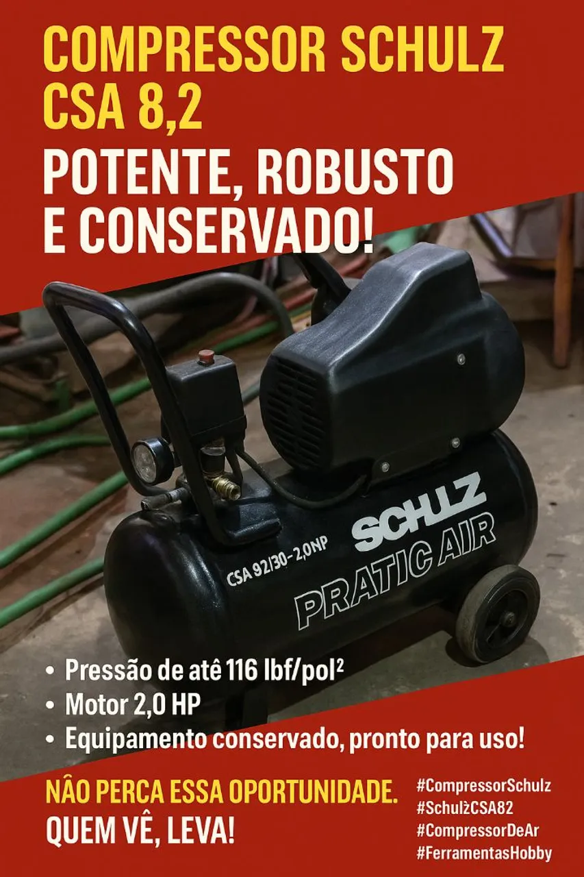 Compressor de ar Schulz Pratic Air 2,0 HP