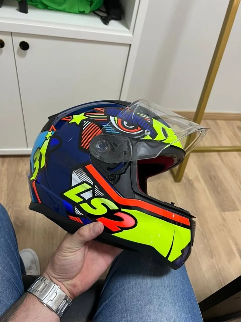 Capacete LS2 Rapid Khan Azul e Detalhes