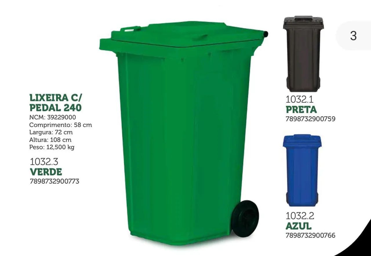 Lixeiras com Rodas e Pedal - Diversas Cores e Tamanhos - Foto 2