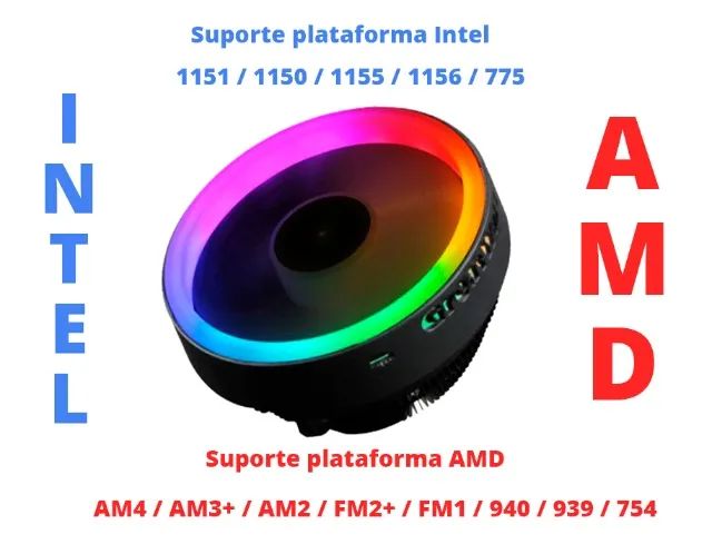 Cooler Para Processador Air Cooler Rgb Intel Amd 1700Rpm Tpd 95w - Foto 5