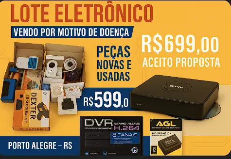 Lote eletrônico + DVRs 4 e 8 canais + Nobreak ? R$699 Aceito Proposta