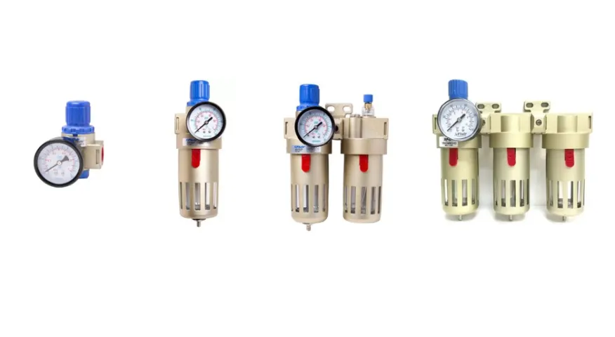 Filtros para compressor FLuir: regulador de pressão, trifiltro odontologico e lubrifil.
