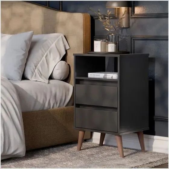 Mesa de Cabeceira Moderna com 2 Gavetas - Foto 4