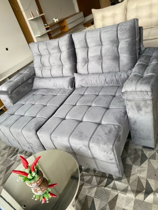 Retractable and Reclining Sofa – Extra Comfortable Velvet Sofa on Promotion with Warranty!