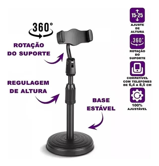 Suporte De Celular Para Mesa Ajustavel P/ Filme Serie Estudo - Armarinho Ditudo  - Foto 3