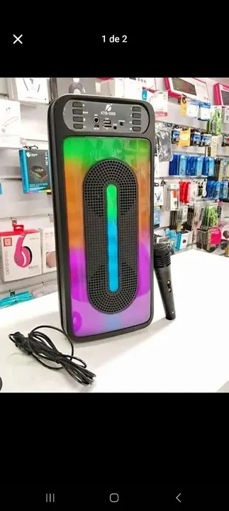 Caixa de som Bluetooth de dois alto falante com controle e microfone