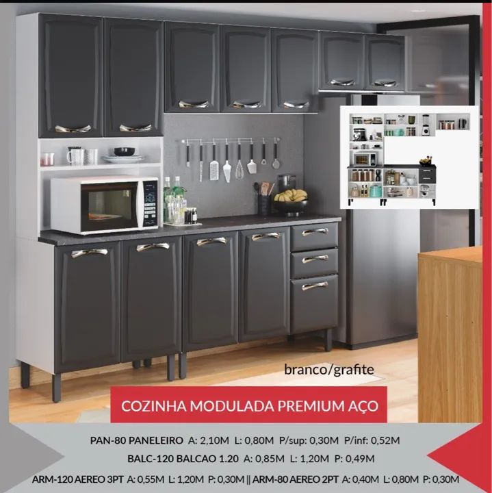 Cozinha Modulada Premium Aço