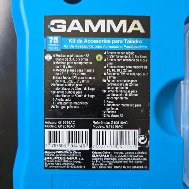 Jogo De Acessórios Para Furadeira Parafusadeira Gamma 75pçs - Novo - Foto 3